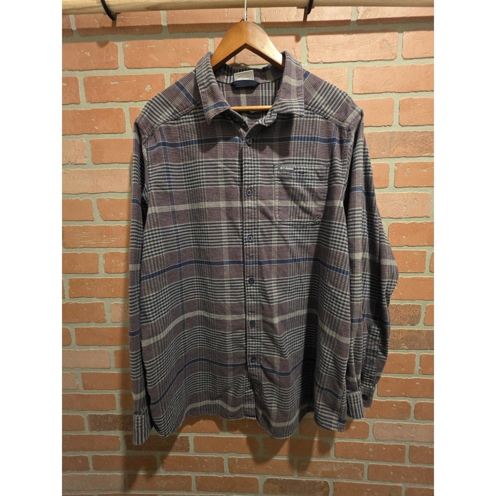 Columbia Mens Flannel Button Up Shirt XLT Tall Long Sleeve Outdoor Hiking Sku 60
